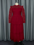 New Perspective Sleeve Half-High Lace Dress Party Party Banquet Elegant Style Dress Dress