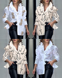 Independent Station Spring And Summer Fashion Printed Long-Sleeved Ladies' Shirts In Stock-Outfit