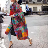 Spring And Autumn Wishebay Long Horn Sleeve Coat Print Loose Wind Coat