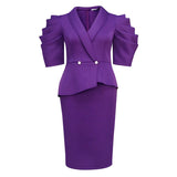 New Temperament Suit Collar Plus-Size Dress Party-Style Solid-Color High-Waist Dress Dress
