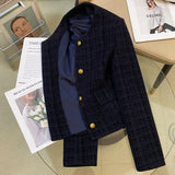 Blue Small Scented Coat Autumn 2025 New French Style Temperament Design Sense Retro Short
