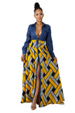 Spring Summer New Women's Dress Denim Woven Stripe Print