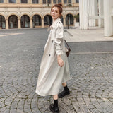 Brand New Fashion Women Trench Coat Beige Long Double-Breasted with Belt Spring Autumn Lady Duster Coat Female Outerwear