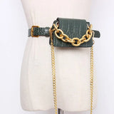 Elegant Patchwork Packages Women Girdle Chain PU Leather Casual Girdles For Female Fashion 2022 Summer