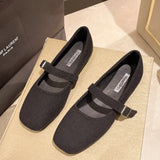 Jane Shoes Women 2025 New Retro Square Head Shallow Soft Sole With Skirt French Evening Hair Single