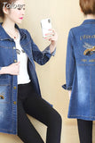 Denim Coats Women Long Sleeve Casual Fashion Turn Down Collar All-match Vintage Chic Jackets Coat Clothing
