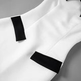 White Collar Contrast Short Sleeve Mini Dress-Outfit