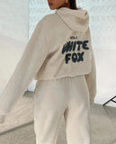 Piece Sets Women Autumn Winter 2023 Hoodies Loose Casual Full Sleeve Sweatshirts Print Letter Elastic Waist Long Pants Sets-Outfit