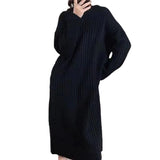 Autumn And Winter Thickened Hooded Sweater Dress Women's Straight Tube Loose Waist Length Style To Wear Thin Knitted Bottom Sweater-Outfit