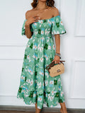 New Temperament Collar Print Pony Dress Bubble Sleeve Dress