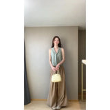 Sense Of Green Hottie T-Tie Tie To Close Waist Coat Women's Niche Fashion Wrinkle Casual Pants Women's