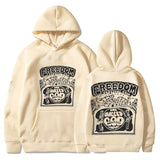 Freedom Camisa Long-Sleeved Hoodie Oversized Harajuku