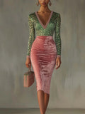 Women's Dress Glossy Elastic Velvet Body Ass High-Waisted Fishtail Dress Dress