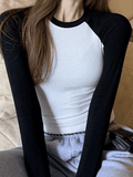Raglan Sleeve Rib Crop Top-Outfit