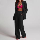 Toloer Spot 2024 Spring New Fashion Temperament Lapel Long Sleeves High Waist Trousers Two-Piece Set-Outfit