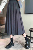 Women Elegant Harajuku High Waist A-line Solid Color Fashion Casual Korean Streetwear Basic All-match Soft Midi Skirts New