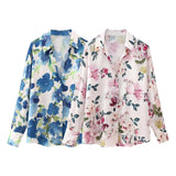 Spring Silk Satin Flower Printed Shirt 2248802-Outfit