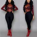 Toloer Elastic Tight Perspective Ultra Thin Sexy Mesh Bottom Shirt Transparent Long Sleeved T-Shirt Woman-Outfit