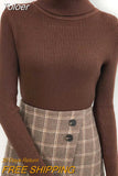 Women Casual Soft Cashmere Elastic Sweaters Turtleneck Slim Knit Pullovers For Women Solid Jumpers