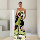 New Casual Fashion Digital Printed Chest Strapped With Jumpsuit
