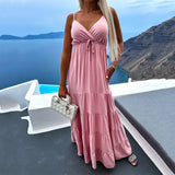 New Sling Multicolor Dress INS Casual Fashion Dark V-Neck Dress In Summer-Outfit