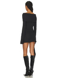 Black Cut Out Removable Off Shoulder Sleeves Mini Dress-Outfit