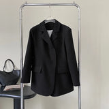 Button Long Sleeve Open Front Women Blazer Green Black Autumn Casual Casual Women's Jacket for