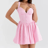 Pink Plaid Mini Dress-Outfit