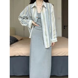 Toloer 2024 New Color Sunscreen Striped Shirt Female Simple Loose Versatile Jacket Coat Cardigan Small-Outfit