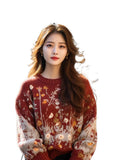 Toloer Retro-Red Age-Red Red Sweater In Autumn And Winter 2025 Women Loose Outer Wear Cover-Up Knitted