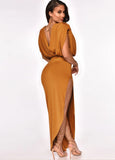 Elegant Sleeveless Ruched Split Irregular Party Dress 703-0-Outfit