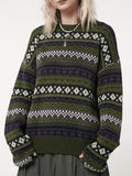 Long Sleeve Vintage Jacquard Sweater-Outfit
