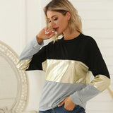 Women's T-Shirt Bottom Shirt Trend Women's Autumn And Winter New Long-Sleeved Spliced Phnom Penh Blouse-Outfit