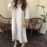 Chic Autumn And Winter Shirt Women's Long Sleeves Loose Korean Version Design Sense Niche Super Long Knee Large Size Shirt-Outfit
