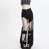 Black Hole Denim Pants Y2k High Waist Streetwear Loose Chic Straight Pants Korean Hip Hop All-match Wide Leg Jeans New-Outfit