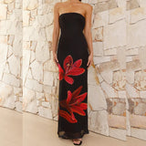 Spring-Summer Women's Fashion High-End Bra Open Hottie Positioning Print Dress