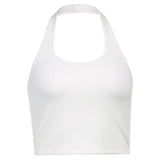 New Women's Wear Fashion Street Photo Hanging Neck Sexy Back Solid Color Tight Short Vest-Outfit