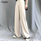 2023 Summer Wide Leg Pants Women Korean High Waist Pleated Loose Pants Woman Solid Color Lace Up Casual Trousers