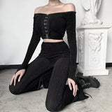 High Waist, Retro, Thin, Straight Horn Trousers, 2024 Autumn New Fashionable Casual Trousers-Outfit