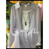 New Fashion Clothes Beaded Sunscreen Women Loose Lantern Sleeve Shirt Senior