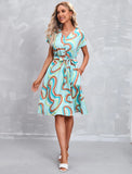 Women's Hot Style European Goods Summer 2023 New Elegant Hot Print Short-Sleeved Dress-Outfit