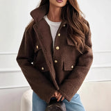 Collar Button Decorating Cashmeat Jacket In Autumn