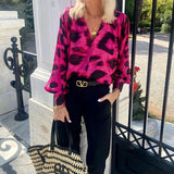 Toloer Women's Wear Fall 2024 Ladies Fashion Long Sleeved Bohemian Wind Leopard Print Top-Outfit