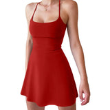 Women Dress Summer Clothes Sleeveless Mini Tennis Dress with Shorts Athletic Golf Outfit Female Clothing-Outfit