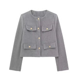 New Clip Round Collar Short Jacket