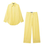 Spring And Summer New Striped Loose Shirt 3217253 Pajamas Trousers