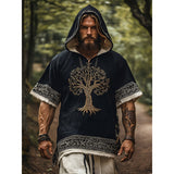 Men's Short-Sleeved Loose Casual Hoodie 3D National Style Digital Printing Short