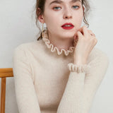 Toloer And Winter 2023 New Women's Knitwear Korean Version Of The Flower Collar Draw Bottom Shirt With Sweater Coat Jacket-Outfit