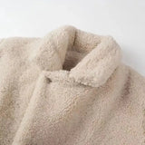 Beige Collar Pocket Faux Fur Coat-Outfit