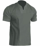 Men's Fitness Plus-Size Sports T-Shirt Men's Elastic Cotton Pocket Short-Sleeved Summer V-Neck Polo